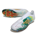 Botas de fútbol Adidas F50 Elite Laceless FG blancas y verdes